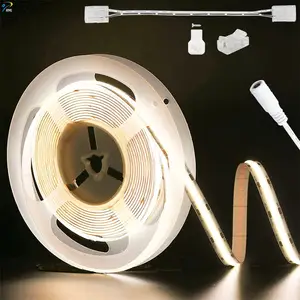 Tira de luces LED para interiores, luz Cob flexible de 24V, blanco cálido, 3000K, RGB, 12V, 5m/rollo, 480LED, tira de lámpara