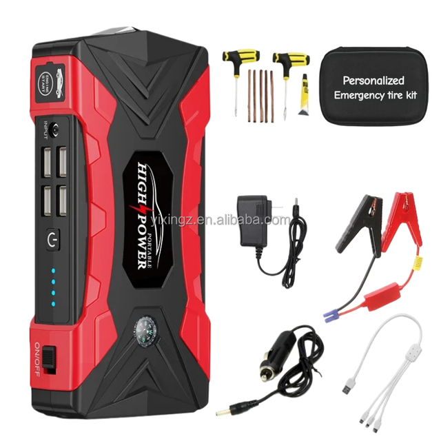 Factory Portable Mini Jump Starter With 12V Lithium Battery Power Bank With air Compressor Booster Charger for Car Jump Starter