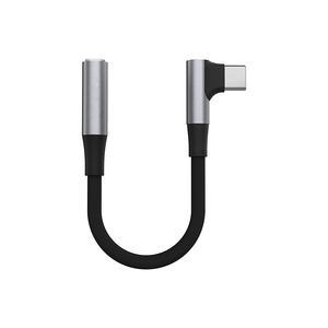 Dac USB-C 90 độ Tai nghe Adapter 3.5mm nữ nam <span class=keywords><strong>AUX</strong></span> cáp âm thanh chuyển đổi hợp kim nhôm + bông bện 90 độ DAC - Product Image 1