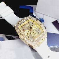 Nuevo Reloj de Lujo para Hombre Guess GW0048G3 2026, Esfera Cuadrada con Diamantes, Caja de Acero Inoxidable, Correa de Silicona, Reloj Deportivo de Cuarzo