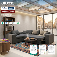 Canapé-lit en forme de L avec lit escamotable, rangement, chaise longue, porte-gobelet USB, 3 places pour salon