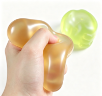 Balle anti-stress transparente en TPR multicolore de 6 cm avec remplissage d'huile de coco, moulable, sans rebond, jouet sensoriel
