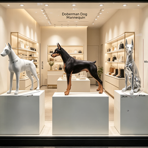 Maniquí de Perro de Fibra de Vidrio <span class=keywords><strong>Dober</strong></span>, Blanco Mate, Modelo de Exhibición de Perro en Pie y Sentado, Cuatro Patas Desmontables para Escaparate de Tienda de Mascotas - Product Image 1