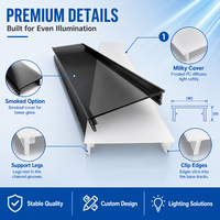 Diffuseur de lumière linéaire pour PC, cache LED laiteux fumé, profilé pour bande LED, personnalisé OEM