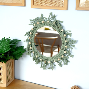 Espejo de pared de macramé de algodón hecho a mano con flecos bohemios arte bohemio decorativo <span class=keywords><strong>Aina</strong></span> para espejo de maquillaje - Product Image 2