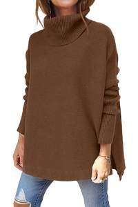 Mode hiver col rond à manches longues surdimensionné décontracté femmes tricoté pull pull femmes chandails J0199 - Product Image 6
