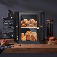 Vitrine transparente à deux niveaux de grande capacité Vitrine d'angle noir et clair Pain/Cookie Toast Holding Storage Box for Food