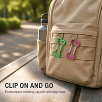 Porte-clés mousqueton en alliage d'aluminium en forme d'os, clip fantaisie antidérapant et léger, idéal pour cadeau sur le thème des animaux de compagnie / breloque de sac, 5 couleurs, OEM