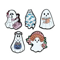 Ensemble de broches fantômes mignons d'Halloween en alliage de zinc, badges en forme de fantômes avec technique d'huile coulante pour vêtements, sacs, épingles de revers et accessoires