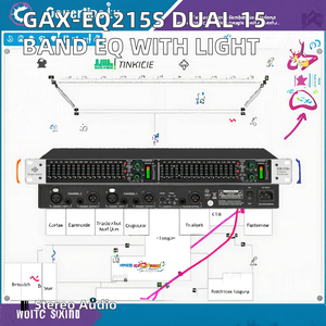 Ecualizador Gráfico de Audio Verde EQ215 de Doble Banda de 15 Bandas, Sistema de Sonido de Audio Metálico con Luz de 20 W y 220 V para Cantar/Karaoke - Product Image 3
