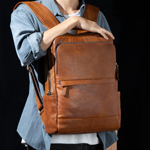 Slow Time Pure Handmade Color-Processed Vegetable-Tanned Leather Genuine Leather Backpack Large Capacity Travel <strong>Vintage</strong> <strong>Laptop</strong> - Product Image 4