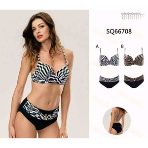 Hdj <b>Plus</b> <b>Size</b> <b>Bikini</b> <b>Set</b> With Tummy Control Push Up Top High Waist Bottoms Geometric Print 42 44 46 48 - Product Image 3