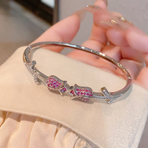 Spring Rose Bangle Gold And Silver Micro Insert <b>Copper</b> Jewelry Fashion <b>Bracelet</b> For Women - Product Image 3