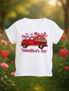 T-shirt da donna per San Valentino, vestibilità ampia, stampa grafica, camion rosso vintage, cuori, girocollo in cotone estivo, manica corta - Product Image 2