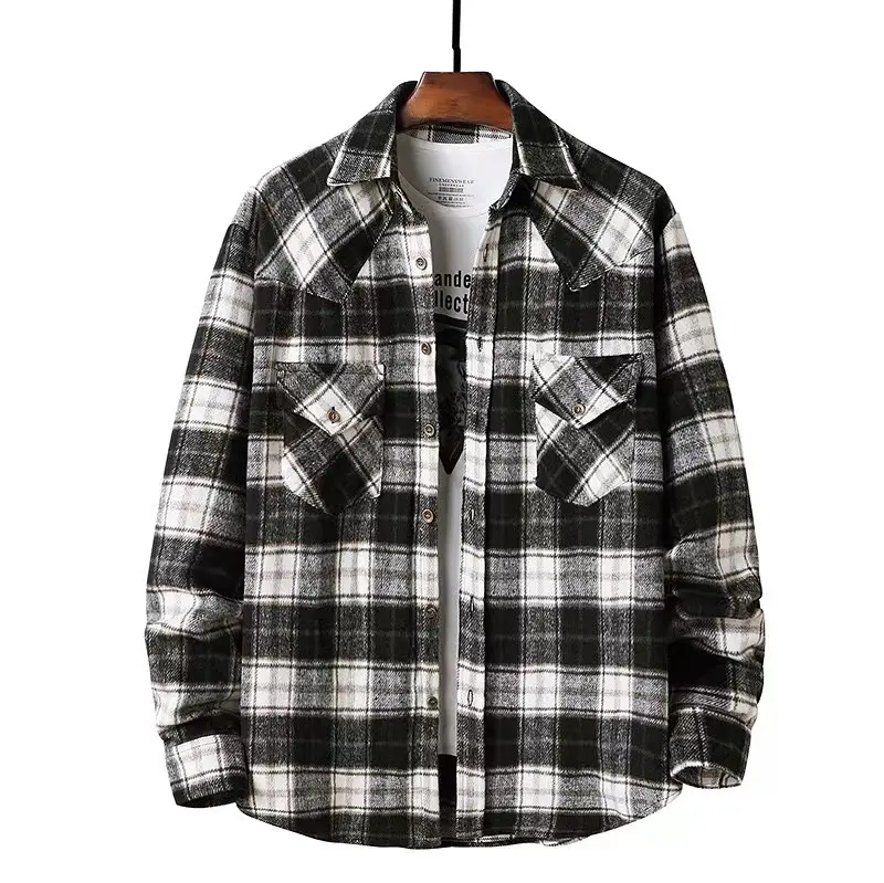 Wholesale Clothes Custom 100% Cotton Mens Dress Shirts Long Sleeve Vintage Men Flannel Casual Shirt