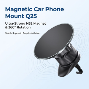 Support magnétique pour téléphone Q25 <span class=keywords><strong>en</strong></span> alliage d'aluminium, aimant N52, anti-vibration, rotation à 360°, <span class=keywords><strong>mini</strong></span>-<span class=keywords><strong>taille</strong></span>, universel, flexible, pliable, pour grille d'aération de voiture, OEM - Product Image 1