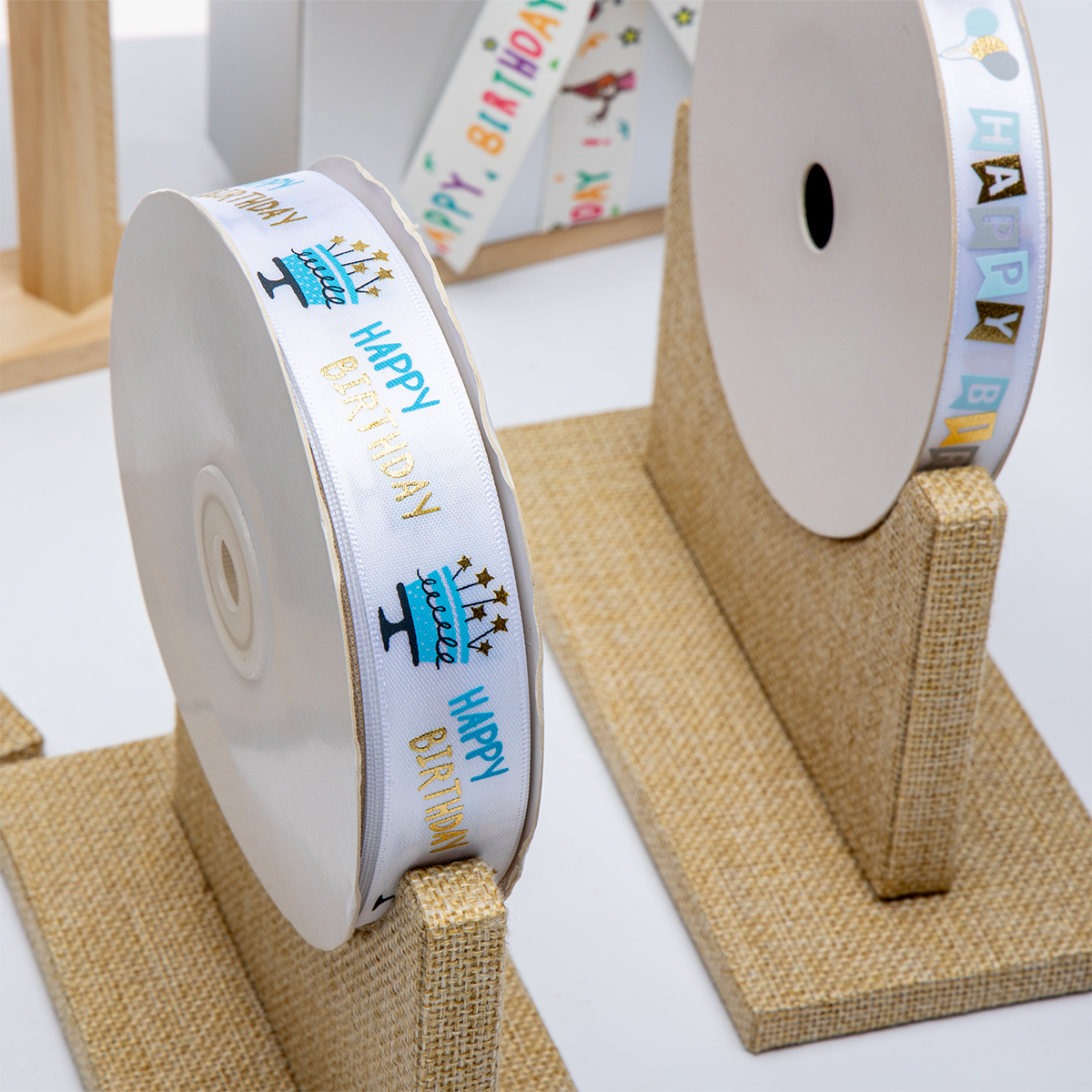 Wholesale Custom Printed Polyester Gold Purl Ribbon Eco-Friendly Durable Christmas Birthday Wedding Party DIY Gift Wrap