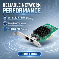 Tarjeta de Red para Servidor Gigabit de Doble Puerto Lekuo Intel 82576, PCIe X4, 1000 Mbps, NIC Cableada para Windows, Linux, VMware, PI76R23