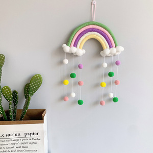 Decorazione della stanza del bambino Nordic Boho Cotton tessuto a mano Color arcobaleno nappa <span class=keywords><strong>Macrame</strong></span> appeso a parete per bambini Nursery Decor - Product Image 5