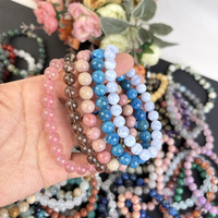 Natürliche 8mm Rosenquarz-Stretch-Perlenarmbänder Aquamarin-Kristallarmband für Geschenke