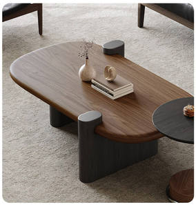 Mesa de Centro Nórdica de Diseño Moderno, de Alta Gama, para Sala de Estar, Ovalada, de Madera, en Oferta - Product Image 6