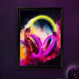 Cadre photo LED coloré pour écouteurs, néon mural intérieur, décoration en PVC, peinture lumineuse suspendue, alimentation USB, intensité réglable 5V - Product Image 1