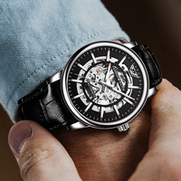 Montres pour hommes montres-bracelets mécaniques automatiques à remontage automatique en acier inoxydable squelette étanches de luxe