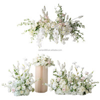 Décoration murale de mariage blanche, art floral décoratif, fleurs artificielles, fleurs pour cérémonie en plein air