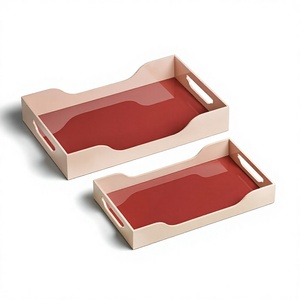 High Quality Eco-Friendly Rectangle Black Lacquer MDF Handwoven Food <b>Container</b> Serving Tray OEM Multi-Purpose Vietnam Factory - Product Image 1