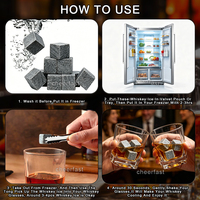 Superbe coffret cadeau de pierres à whisky, excellentes pierres à whisky pour refroidir les boissons, avec boîte cadeau pour whisky ou spiritueux fins
