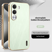 Étui de téléphone Lichicase en cuir soyeux doré avec cadre électroplaqué pour Realme C100 C100i C100X Accessoires mobiles
