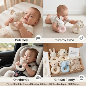 <span class=keywords><strong>Hochet</strong></span> doux en peluche pour bébé, anneau de dentition sensoriel en forme d'animal en peluche à agripper, pour nouveau-né, nourrisson, tout-petit, OEM, personnalisé, vente en gros - Product Image 4