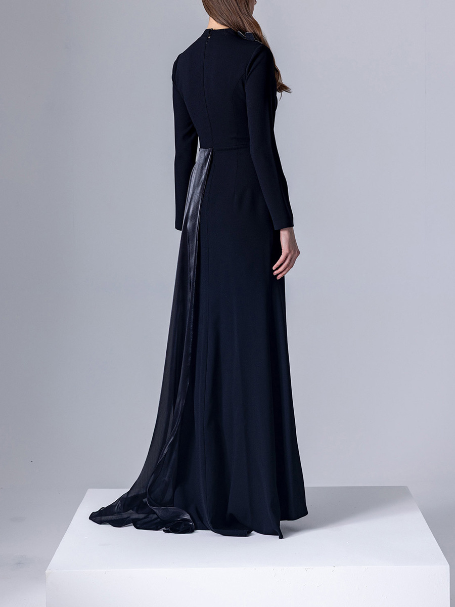 navy blue evening dresses Off Shoulder Layered Lace Long Prom Dress with Split, Off th – formalgowns General Size Coat Size:6 T Randy Fenoli | Barcelona