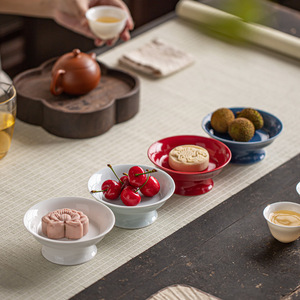 Petite assiette à thé et à collations de style chinois, ronde, en porcelaine, rétro, zen, pour la maison - Product Image 1