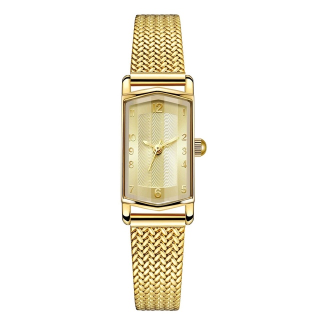 2025 Vintage Style Quartz Movement Waterproof Gold Case Stainless Steel Band Women's Custom OEM Watch