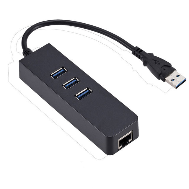 USB 3.0 RJ45 Gigabit Ethernet Network Card Adapter with USB 3.0 HUB for Desktop PC and Laptop and Notebook
