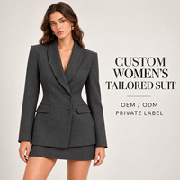 Costume deux pièces sur mesure pour femmes, veste cintrée à col châle et double boutonnage, jupe mini assortie, tenue de bureau formelle
