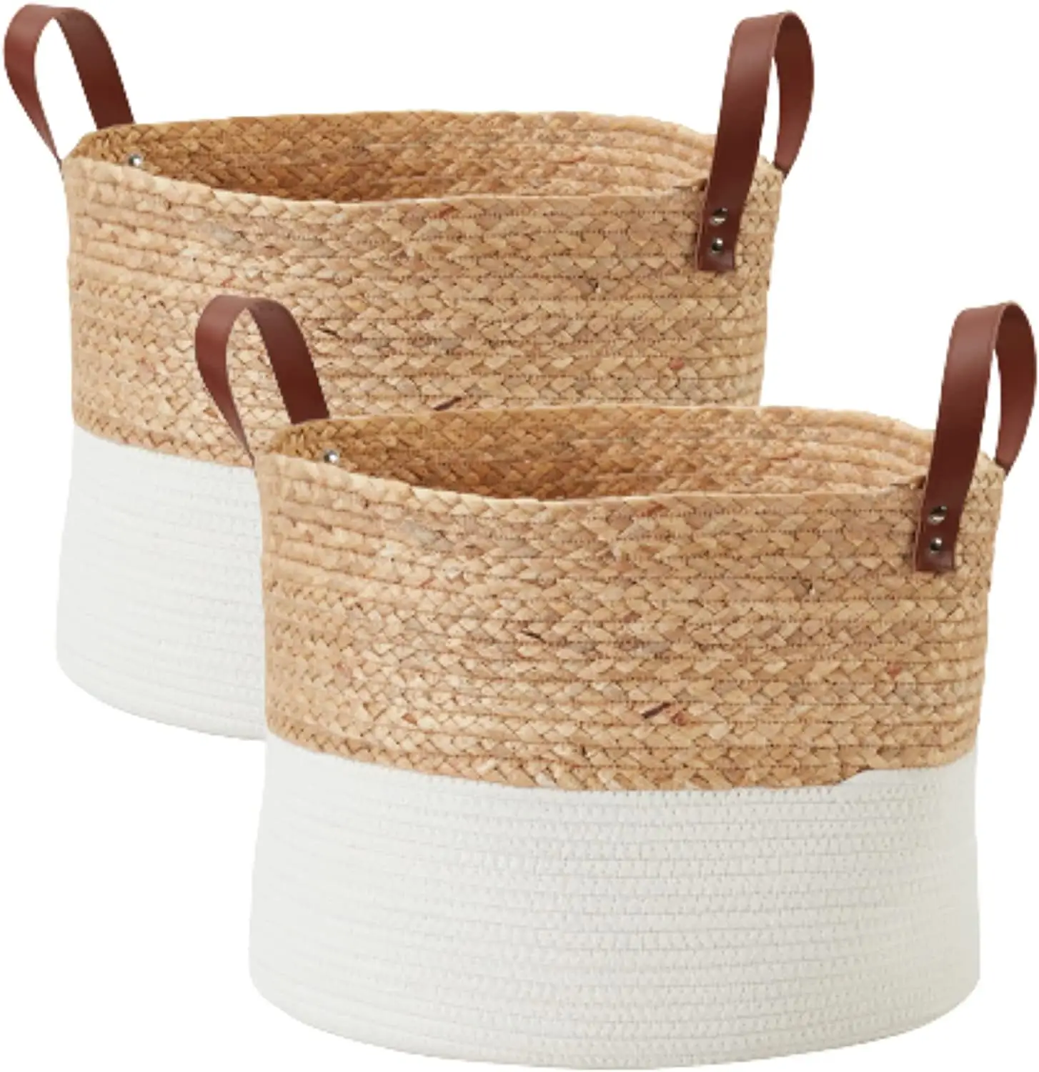 Hot sale Foldable Home Organizer WovenSeagrass Cotton Rope Hamper Clothes Storage Laundry Basket with Handle Straw weaving