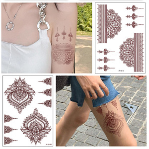 Tatuaje Temporal de Henna Estilo Indio Marrón Rojizo Impermeable con Película Protectora Talla Única Impresión Digital para Mujeres Fiesta de Boda - Product Image 4