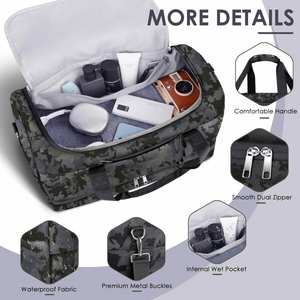 Bolsa de Viaje de Gran Capacidad de 42L con Compartimento Independiente para Zapatos, Bolsa de Aseo con Diseño Impermeable para Llevar en el Avión - Product Image 5