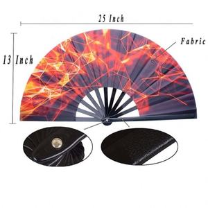 Holographic 33cm Nylon-Cloth Foldable <b>Fan</b> Large Reflective Bamboo Holding for Festival Party Performance Handmade Bamboo Crafts - Product Image 2