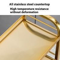 Chariot de Desserte Professionnel en Acier Inoxydable à Trois Niveaux, pour Hôtel et Restauration
