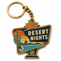 Porte-clés en émail personnalisé style rétro « Desert Road », souvenir en émail dur de qualité supérieure, style enseigne de motel vintage, pour cadeau et collection