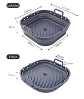 Ensemble d'accessoires réutilisables pour friteuse à air : moule en silicone, plaque de cuisson, tapis, pot pliable en silicone, revêtements pour friteuses à air