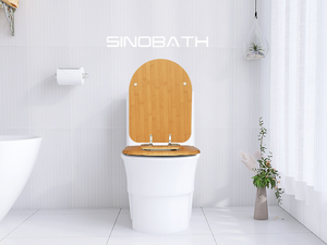 Modern <strong>White</strong> Plastic Round Bathroom <strong>Toilet</strong> <strong>Seats</strong> with Slow-Close Lid and <strong>Wood</strong> Pattern Design - Product Image 3
