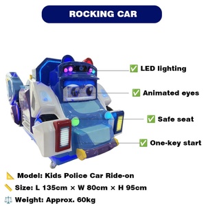 Manège d'arcade pour enfants en métal sur le thème de la voiture de police de dessin animé, avec éclairage LED, à monnayeur, jeu d'amusement pour aire de jeux intérieure - Product Image 2