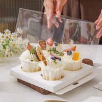 Lot de 4/6 petites boîtes à gâteaux transparentes en plastique pour desserts, donuts, mousses et cupcakes – Collection Printemps