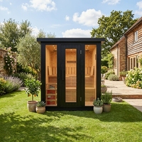 Sauna extérieur carré en bois massif haute densité, anti-déformation, anti-fissuration, adapté aux étés chauds et aux hivers rigoureux