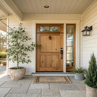 Porte d'entrée en bois massif de grande taille, fabriquée sur mesure pour les solutions d'entrée de maisons modernes