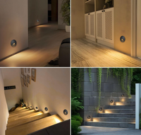 Appliques murales, éclairage mural 230V 3W 60mm, spots encastrés ronds pour escaliers en aluminium, blanc chaud 3000K, éclairage d'escalier intérieur/extérieur avec boîte